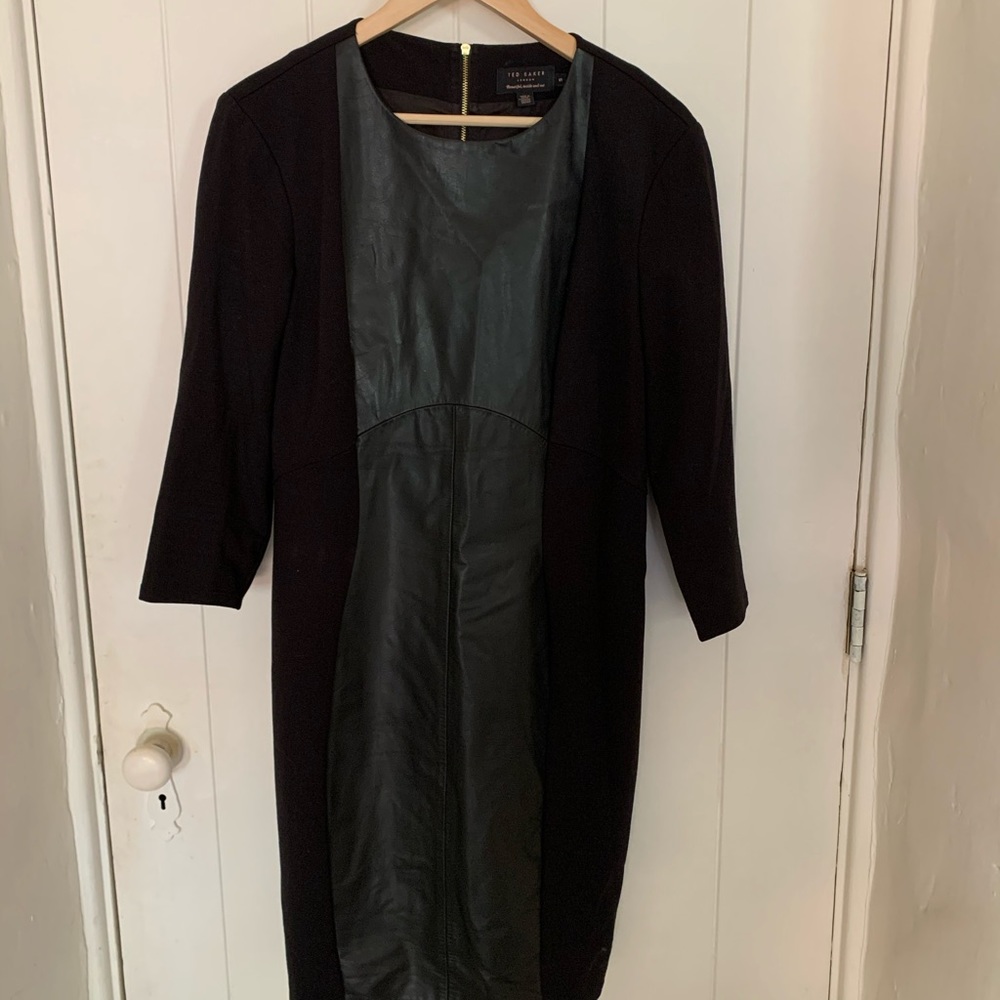 Ted baker black dress with leather